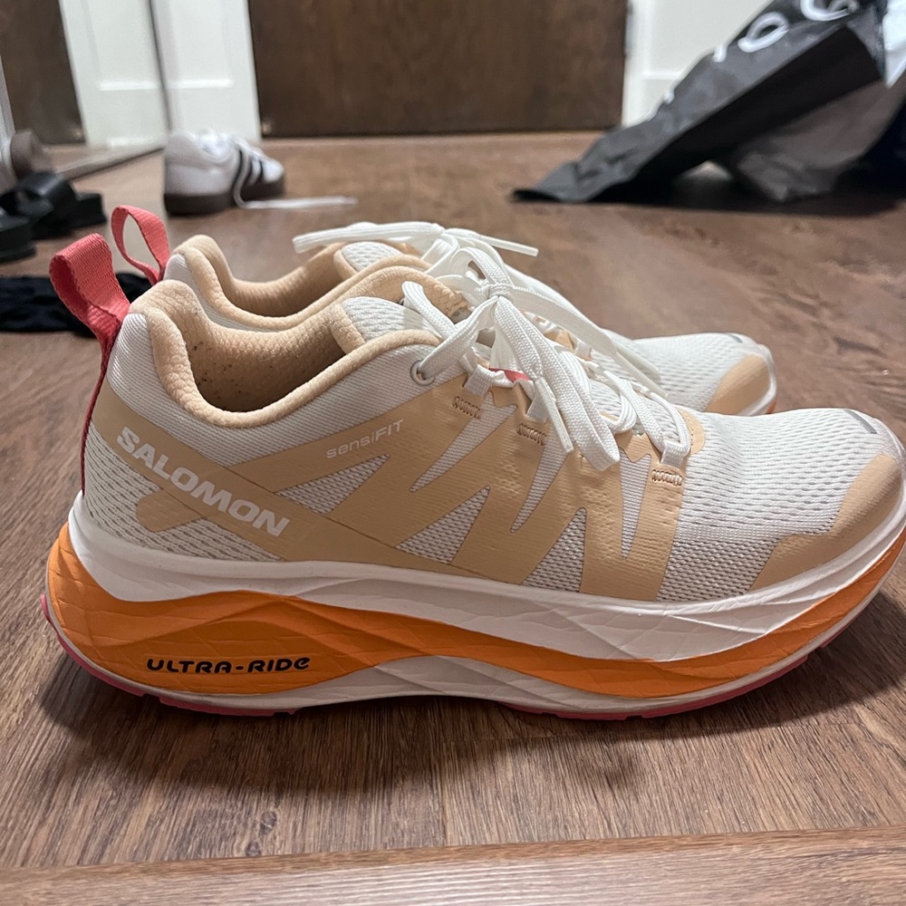 Salomon Women's White and Orange Running Shoes